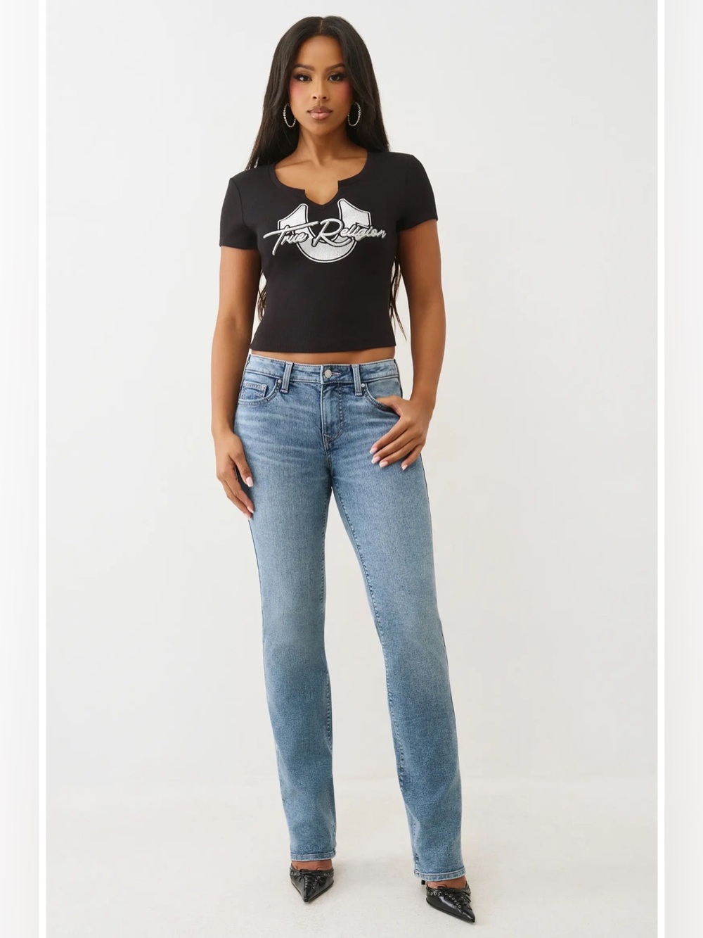 True Religion Mid-Rise Billie Straight Leg Jeans